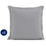 Lot de 2 taies carr�es coton 57 fils gris clair 63x63 cm