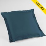 Douceur d'int�rieur - lot de 2 taies d'oreiller volant plat 63x63 100% coton 57 fils finition point bourdon ...