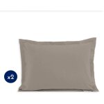 Home linge passion - lot de 2 taies rectangulaires coton 57 fils beige 50x70 cm