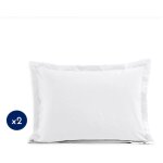 Home linge passion - lot de 2 taies rectangulaires coton 57 fils blanc 50x70 cm