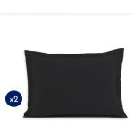 Home linge passion - lot de 2 taies rectangulaires coton 57 fils noir 50x70 cm