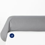 Lot de 2 taies de traversin coton 57 fils gris clair 85x185 cm