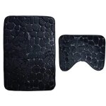 Lot de 2 tapis de bain anti drapant et le tapis de pidestal pour salle de bains lavable a la machine ...