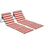 Lot de 2 tapis de plage rembourr� - outsunny - dossier inclinable multi - positions - sac de transport ...
