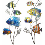 Etc - shop - lot de 2 tentures murales d'extrieur dcoration de jardin design poissons tableaux en mtal ...