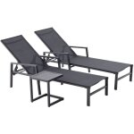 Concept - usine - lot de 2 transats et une table d'appoint noir bari
