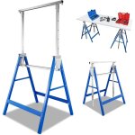 Lot de 2 tréteaux d'échafaudage pliables - hauteur réglable de 80 à 130 cm - charge maximale : 200 kg ... Lot de 2 tréteaux d'échafaudage pliables - hauteur réglable de 80 à 130 cm - charge maximale : 200 kg ...