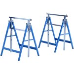 Lot de 2 trteaux pliables tlescopiques hauteur rglable 80 - 130 cm bleu