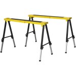 Lot de 2 tr�teaux pliables telescopiques poign�e transport dim. 100l x 49l x 62 - 89, 5h cm surface antid�rapa ...