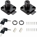 Lot de 2 verrous de tiroir de bureau noir avec 4 cl�s universelles, vis � base carr�e, serrure de s�curit� ...
