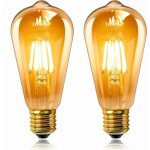 Lot de 2 vintage edison ampoule e27 led 6w, verre ambr�, blanc chaud 2200k, �quivalent 60w incandescence, ...