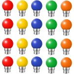 Lot de 20 ampoules led couleur b22 ampoules baonnette 2w rouge, jaune, orange, vert, bleu, incassable ...