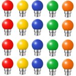 Lot de 20 ampoules led couleur b22 ampoules ba�onnette 2w rouge, jaune, orange, vert, bleu, incassable ...