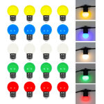 Lot de 20 ampoules led multicolores con�ues pour guirlande guinguette ip65 1, 3w - ampoule led e27 multicolore ...