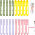 Lot de 20 attaches de c�ble r�glables en silicone pour cordons de charge, �couteurs, ordinateurs, bureau, ...