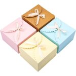 Lot de 20 boite cadeau vide carr�e pastel et festonn�e avec ruban? 12 x 12 x 9 cm ? petite boite carton ...