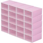 Gojoy - lot de 20 botes de rangement en plastique empilables pour chaussures (couleur : rose)