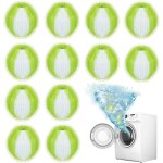 Lot de 20 boules anti - enchev�trement pour machine � laver, nylon, vert moutarde et blanc