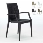 Lot de 20 chaises de jardin accoudoirs fauteuils bar caf� restaurant polyrotin bistrot arm grand soleil ...