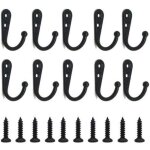 Lot de 20 crochets muraux noirs avec vis pour suspendre les cl�s de serviette de peignoir de poche pour ...