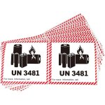 Lot de 20 tiquettes d'avertissement un3481 pour le transport de batterie lithium - ion 110 x 120 mm