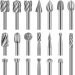 Lot de 20 fraises rotatives, outil de sculpture en acier rapide avec t�te de meulage de 3 mm pour le ...