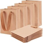 Lot de 20 petits sacs cadeaux en papier kraft marron, sacs de transport avec poignes, 16 x 12 cm, pour ...