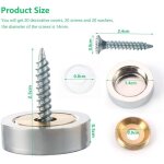 Lot de 20 vis en acier inoxydable bross� avec capuchons d�coratifs pour miroirs, tables, assiettes, armoires, ...