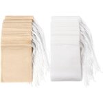 Lot de 200 sachets  th jetables avec cordon de serrage, sachets de th pour th en vrac (6 x 8 cm) ...