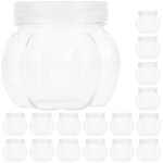 Lot de 24 bocaux � bonbons transparents en forme de citrouille, parfaits pour halloween.