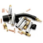 Lot de 24 consommables pour poste  soudure mig ? lectrodes, embouts et coudes pour chalumeau 15ak