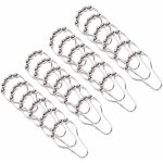 Lot de 24 crochets de rideau de douche en m�tal avec anneaux enroulables argent�