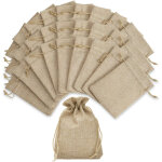 Lot de 24 petits sacs cadeaux en jute, 7 x 9 cm, parfaits pour les bijoux, les mariages et les f�tes ...