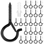 Lot de 25 pi�ces piton � visser noir crochet � visser charge lourde avec boucle de s�curit� crochet de ...
