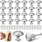 Lot de 25 poignes de meubles argentes, poignes de tiroir, poignes de porte rondes, poignes rondes en ...