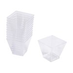 Lot de 25 verrines carrées en plastique réutilisable 'mini apéritif' 6cl transparent Lot de 25 verrines carrées en plastique réutilisable 'mini apéritif' 6cl transparent