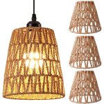 Lot de 3 abat - jours en rotin style boh�me - petit mod�le e27 - tress� � la main - plafonnier pour salon, ...