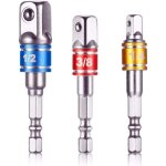 Lot de 3 adaptateurs de douilles à choc pour tourne - écrous 1 / 4 , 3 / 8 et 1 / 2 Lot de 3 adaptateurs de douilles à choc pour tourne - écrous 1 / 4 , 3 / 8 et 1 / 2