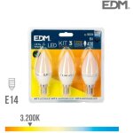 Edm - lot de 3 ampoules led e14 5w flamme équivalent à 50w - blanc chaud 3200k Edm - lot de 3 ampoules led e14 5w flamme équivalent à 50w - blanc chaud 3200k