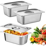 Lot 3 bacs inox rectangulaires 17, 6�10, 8 cm, plats four / cuisson / grill, service g�teaux / plats. ...