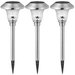 Lot de 3 bornes solaire en acier inoxydable, �clairage paysager lanternes solaires d�coratives pour ext�rieur, ...