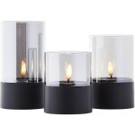 Lot de 3 bougies led brilliant bougie - verre noir / fumé, blanc chaud vacillant, 10 cm, 12, 5 cm, 15 ... Lot de 3 bougies led brilliant bougie - verre noir / fumé, blanc chaud vacillant, 10 cm, 12, 5 cm, 15 ...
