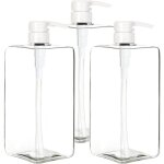 Lot de 3 bouteille pompe 1l, bouteille pompe vide plastique 300ml, distributeur flacon pompe