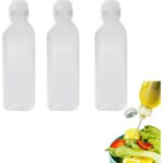 Lot de 3 bouteilles souples en plastique transparent pour assaisonnements, sirops, sauces