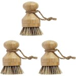 Lot de 3 brosses � vaisselle en bambou durable pour nettoyer les casseroles, po�les, assiettes et couverts ...