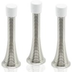 Lot de 3 butes de porte  ressort chromes  fixation murale pour plinthes