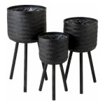 Lot de 3 cache - pots design 'cuye' 76cm noir
