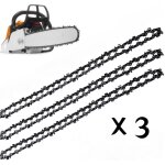 Lot de 3 cha�nes de tron�onneuse 20 pouces 76 maillons pas de 325'' acier import� pour coupe lisse et ...
