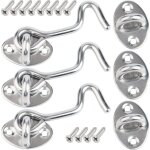 Lot 3 crochets - loquets inox 75 mm ? pour porte, cabine ou fen�tre, installation murale facile