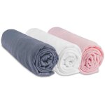 Easy dort - lot de 3 draps housse jersey 100% coton - 60x120 cm